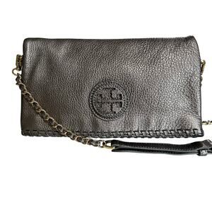Tory Burch Metallic Leather Foldover Crossbody Bag